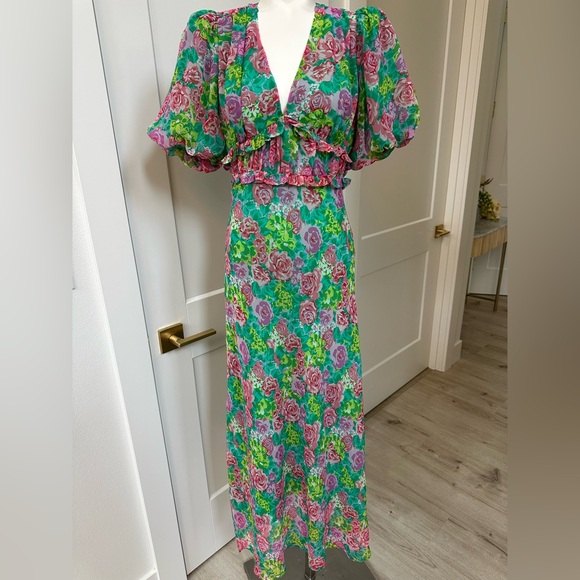 Astr Floral Maxi Dress - Green and Pink - Picture 1 of 5